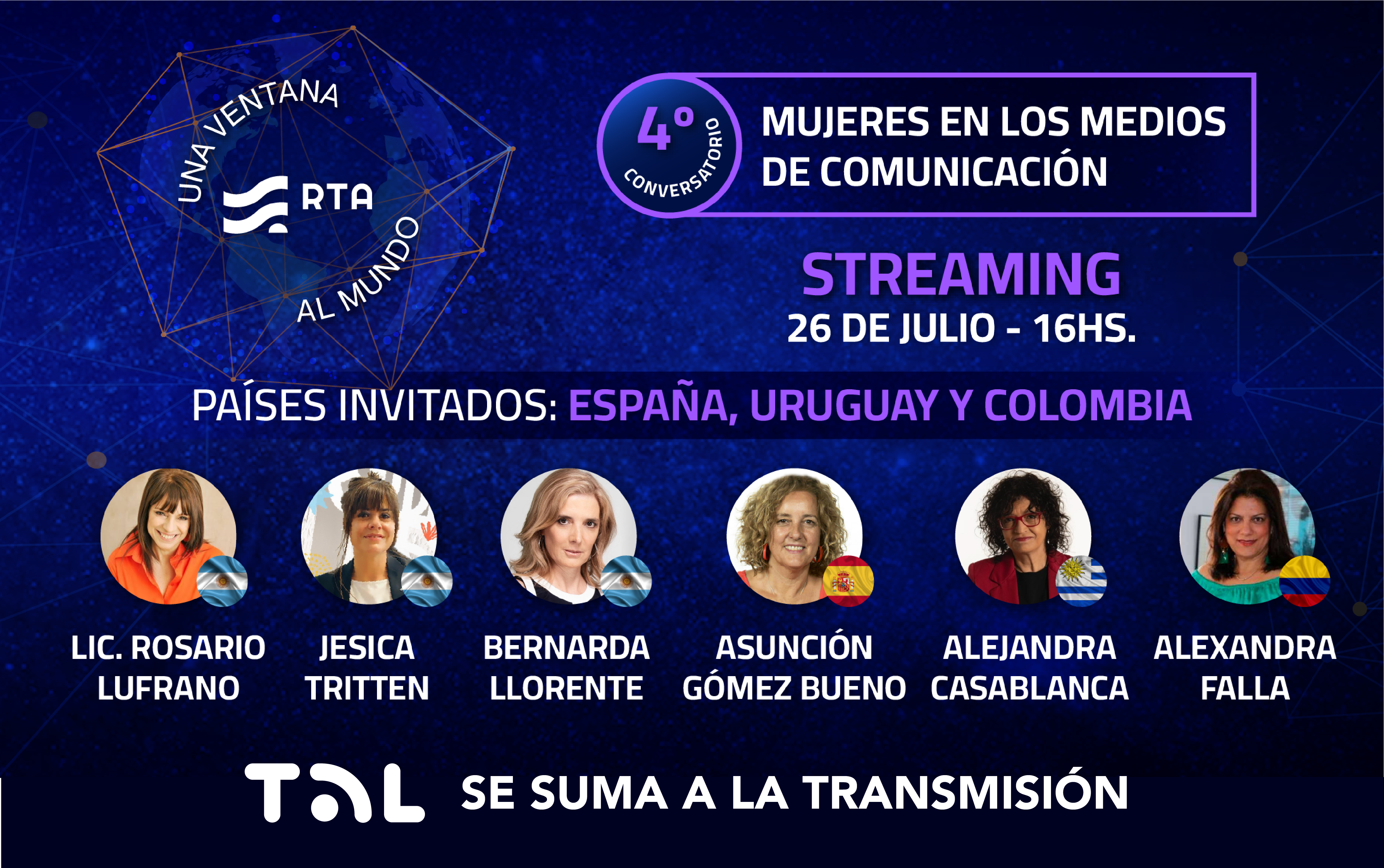 La Red TAL se suma a la transmisión del “Conversatorio sobre mujeres en los medios de comunicación”, de RTA.